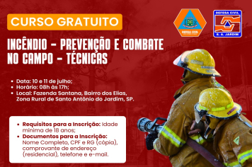 Curso Gratuito de Prevenção e Combate a Incêndios no Campo em Santo Antônio do Jardim!