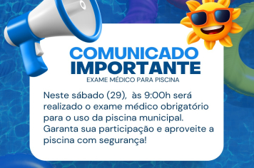 ATENÇÃO! EXAME MÉDICO PARA PISCINA