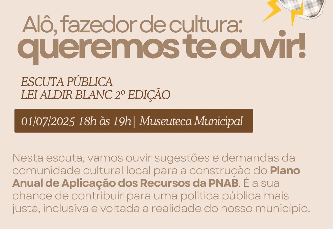 Departamento de Cultura Convida: Escuta Pública da Lei Aldir Blanc - 2ª Edição