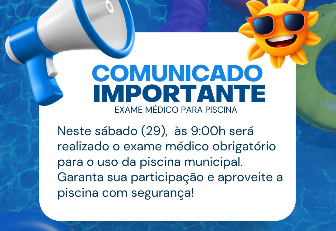 ATENÇÃO! EXAME MÉDICO PARA PISCINA